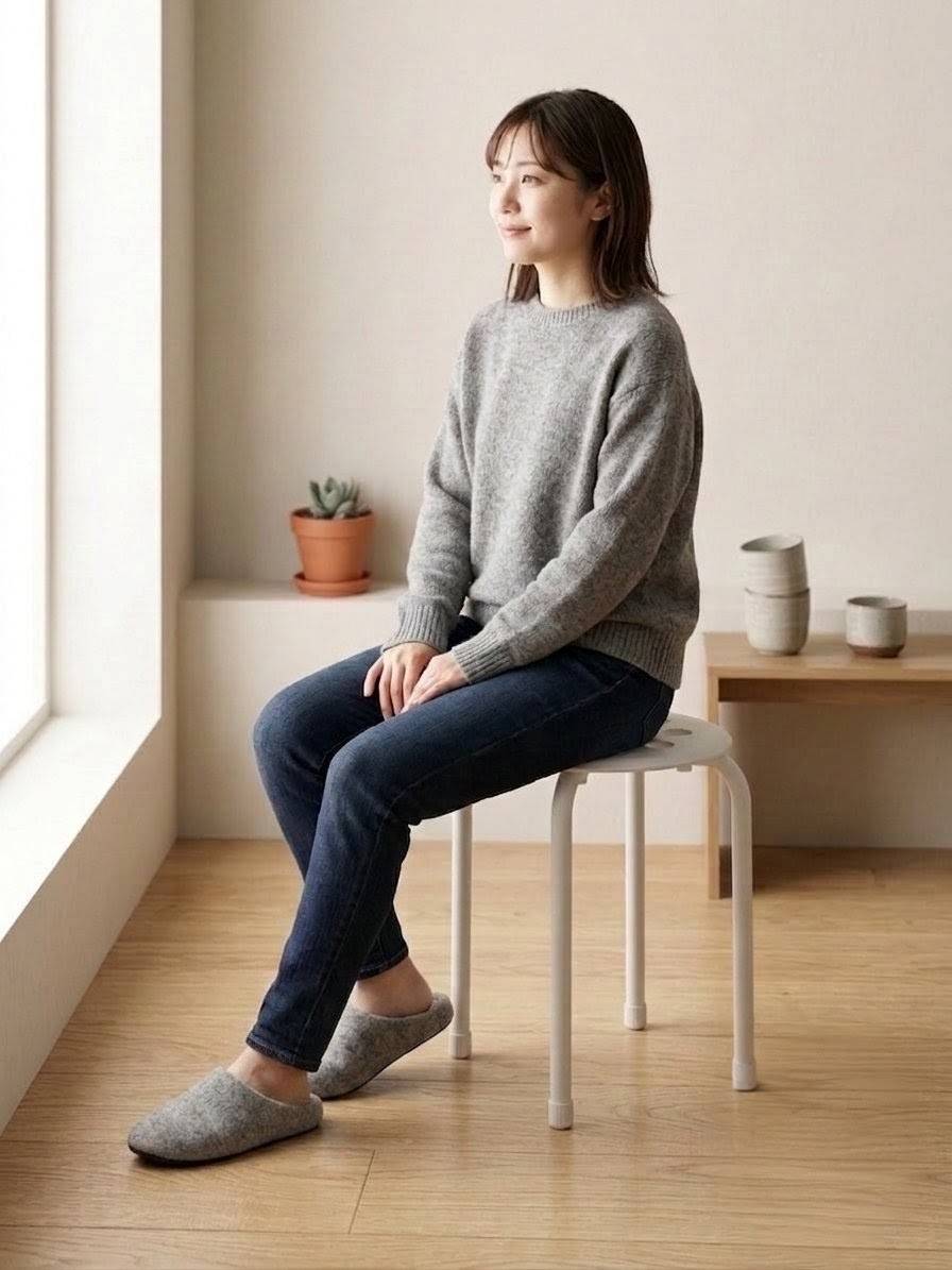 ホワイト スタッキング丸椅子 使用イメージ